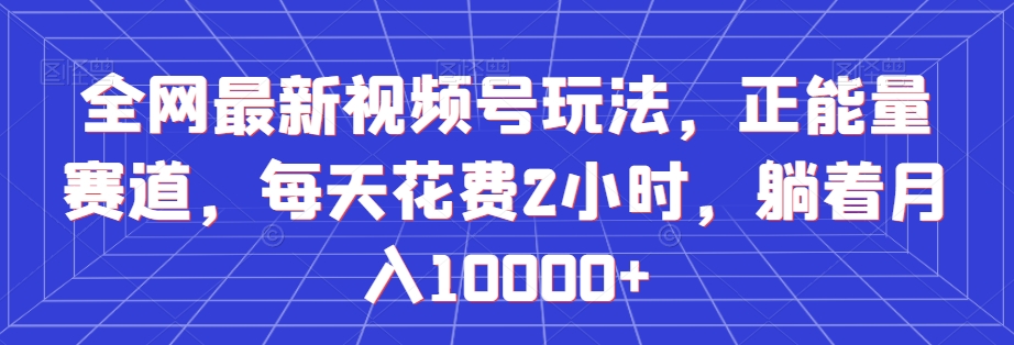 全网最新视频号玩法，正能量赛道，每天花费2小时，躺着月入10000+【揭秘】-大齐资源站