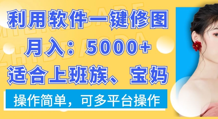 利用软件一键修图月入5000+，适合上班族、宝妈，操作简单，可多平台操作【揭秘】-大齐资源站