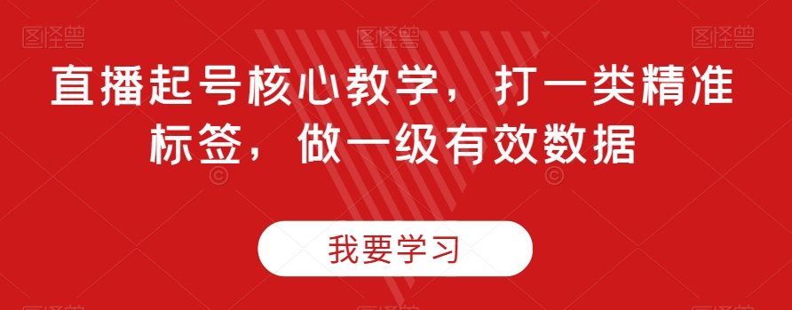 直播起号核心教学，打一类精准标签，做一级有效数据-大齐资源站