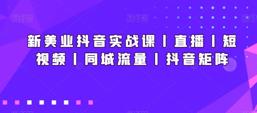 新美业抖音实战课丨直播丨短视频丨同城流量丨抖音矩阵-大齐资源站