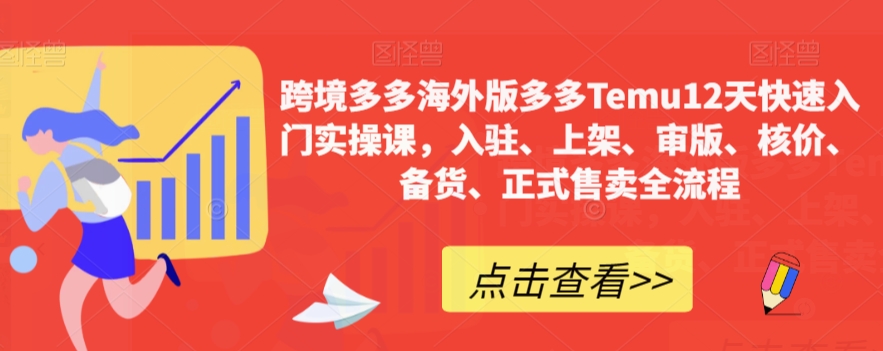 跨境多多海外版多多Temu12天快速入门实操课，入驻、上架、审版、核价、备货、正式售卖全流程-大齐资源站