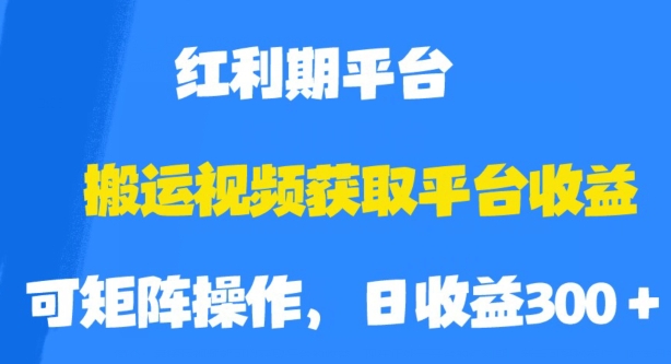 搬运视频获取平台收益，平台红利期，附保姆级教程【揭秘】-大齐资源站