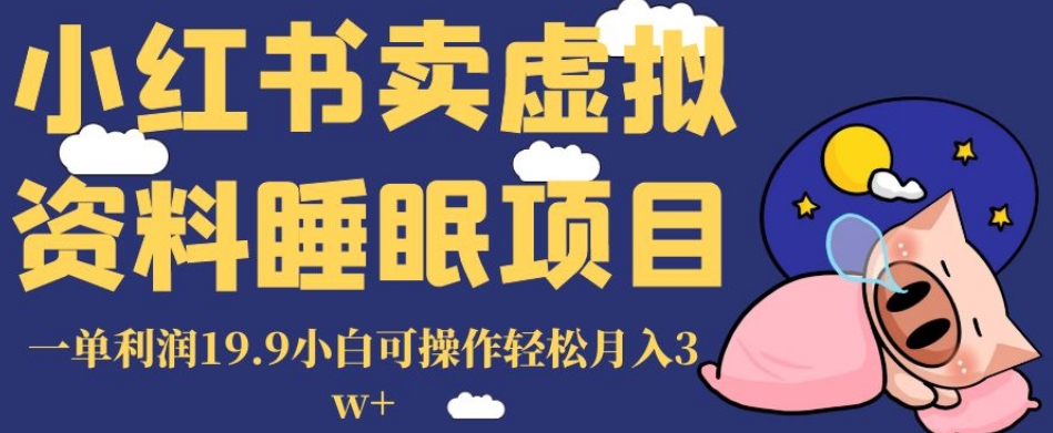 小红书卖虚拟资料睡眠项目，一单利润19.9小白可操作轻松月入3w+【揭秘】-大齐资源站