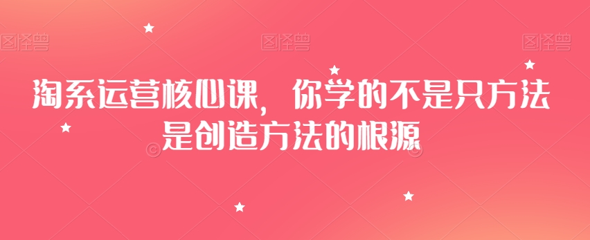 淘系运营核心课，你学的不是只方法是创造方法的根源-大齐资源站