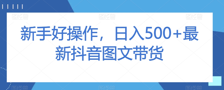 新手好操作，日入500+最新抖音图文带货【揭秘】-大齐资源站