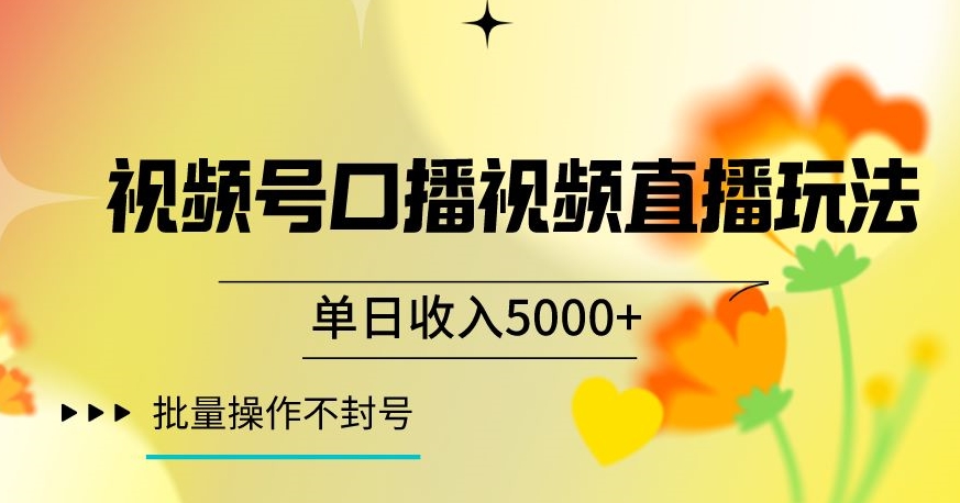 视频号囗播视频直播玩法，单日收入5000+，批量操作不封号【揭秘】-大齐资源站