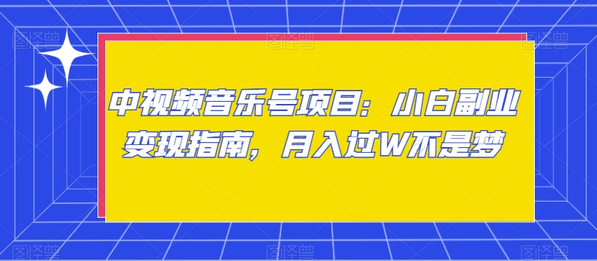 中视频音乐号项目：小白副业变现指南，月入过W不是梦【揭秘】-大齐资源站