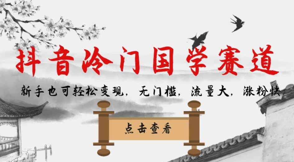 抖音冷门国学赛道，新手也可轻松变现，无门槛，流量大，涨粉快-大齐资源站