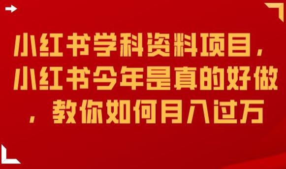 小红书学科资料项目，小红书今年是真的好做，教你如何月入过万【揭秘】-大齐资源站