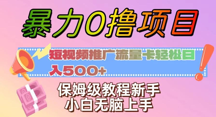 暴力0撸项目：短视频推广流量卡轻松日入500+，保姆级教程新手小白无脑上手【揭秘】-大齐资源站