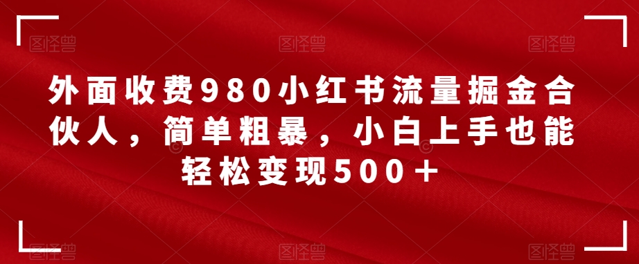 外面收费980小红书流量掘金合伙人，简单粗暴，小白上手也能轻松变现500＋【揭秘】-大齐资源站