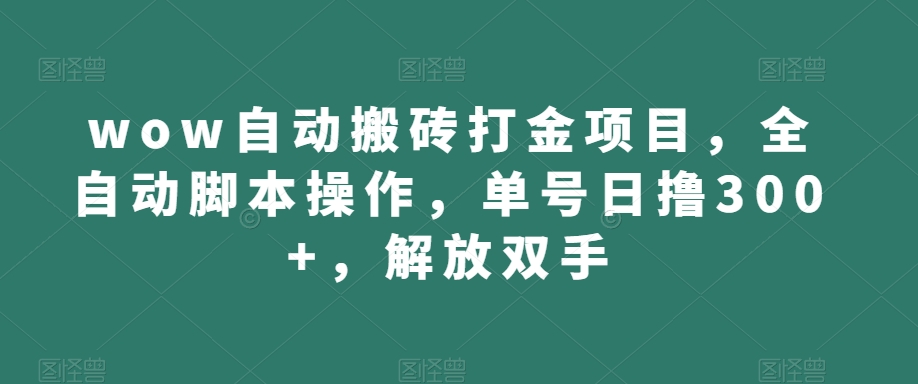 wow自动搬砖打金项目，全自动脚本操作，单号日撸300+，解放双手【揭秘】-大齐资源站