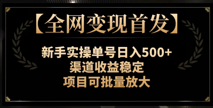 【全网变现首发】新手实操单号日入500+，渠道收益稳定，项目可批量放大【揭秘】-大齐资源站