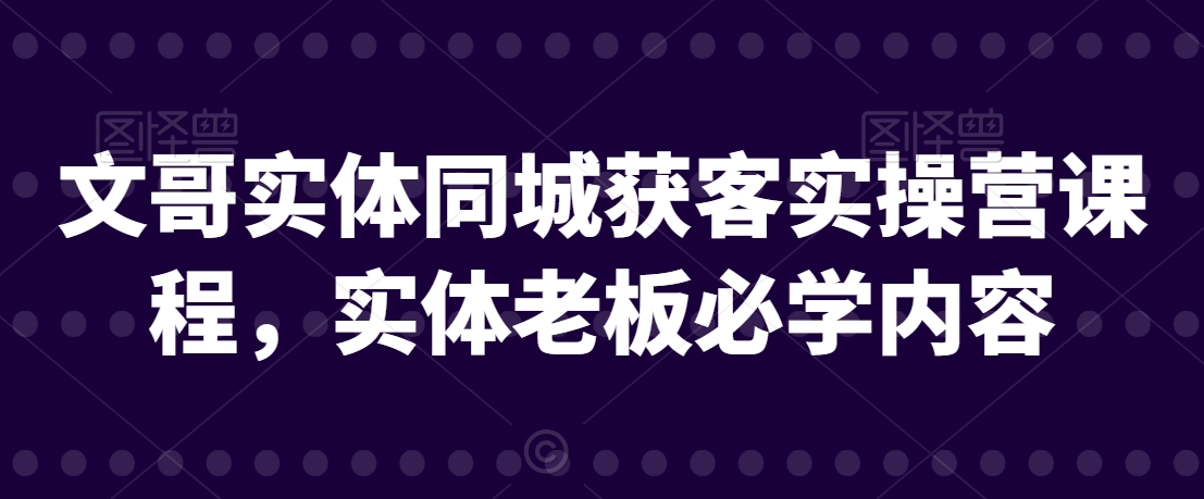 文哥实体同城获客实操营课程，实体老板必学内容-大齐资源站