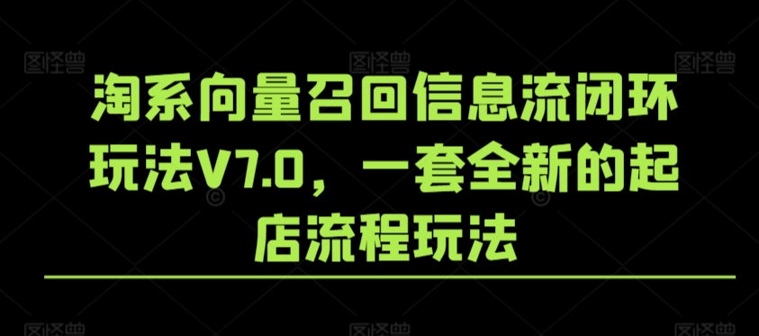 淘系向量召回信息流闭环玩法V7.0，一套全新的起店流程玩法-大齐资源站