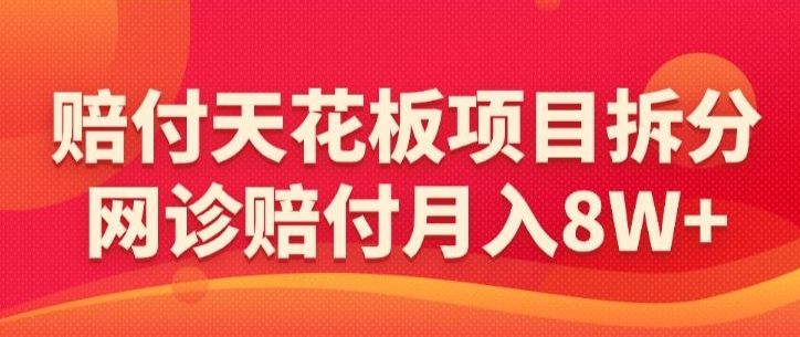 赔付天花板项目拆分，网诊赔付月入8W+-【仅揭秘】-大齐资源站