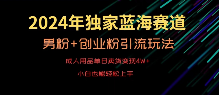 2024年独家蓝海赛道，成人用品单日卖货变现4W+，男粉+创业粉引流玩法，不愁搞不到流量【揭秘】-大齐资源站