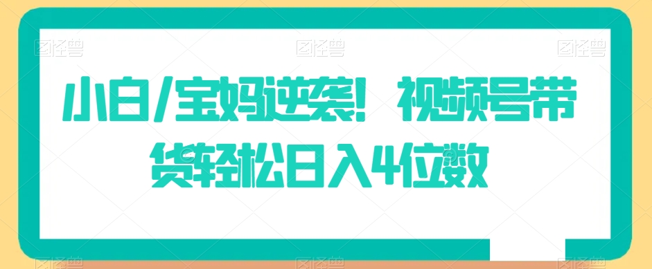 小白/宝妈逆袭！视频号带货轻松日入4位数【揭秘】-大齐资源站