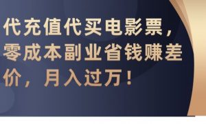 代充值代买电影票,零成本副业省钱赚差价,月入过万【揭秘】-大齐资源站