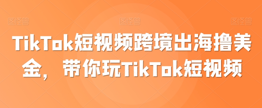 TikTok短视频跨境出海撸美金，带你玩TikTok短视频-大齐资源站