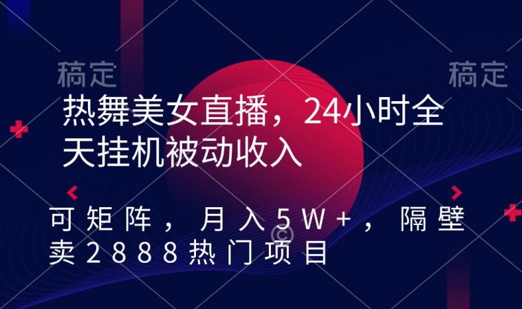 热舞美女直播，24小时全天挂机被动收入，可矩阵，月入5W+，隔壁卖2888热门项目【揭秘】-大齐资源站