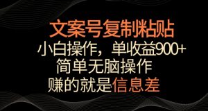 文案号掘金,简单复制粘贴,小白操作,单作品收益900+【揭秘】-大齐资源站