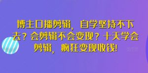 博主口播剪辑,自学坚持不下去?会剪辑不会变现?十天学会剪辑,疯狂变现收钱!-大齐资源站