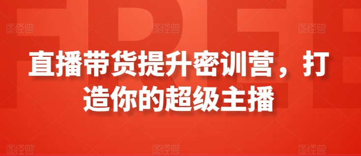 直播带货提升密训营，打造你的超级主播-大齐资源站