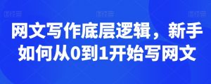 网文写作底层逻辑,新手如何从0到1开始写网文-大齐资源站
