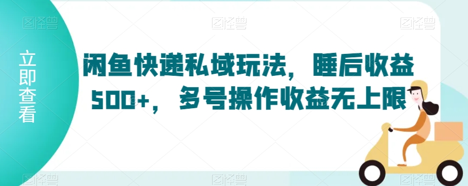 闲鱼快递私域玩法，睡后收益500+，多号操作收益无上限【揭秘】-大齐资源站