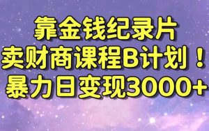 财经纪录片联合财商课程的变现策略，暴力日变现3000+，喂饭级别教学【揭秘】-大齐资源站