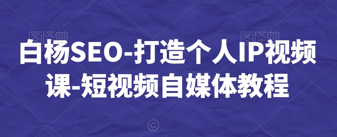 白杨SEO-打造个人IP视频课-短视频自媒体教程-大齐资源站