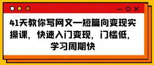 41天教你写网文—短篇向变现实操课，快速入门变现，门槛低，学习周期快-大齐资源站
