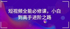 短视频全能必修课，小白到高手进阶之路-大齐资源站