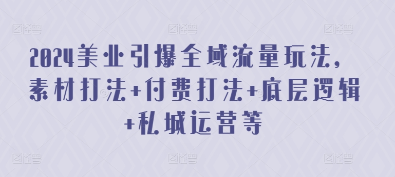 2024美业引爆全域流量玩法，素材打法 付费打法 底层逻辑 私城运营等-大齐资源站