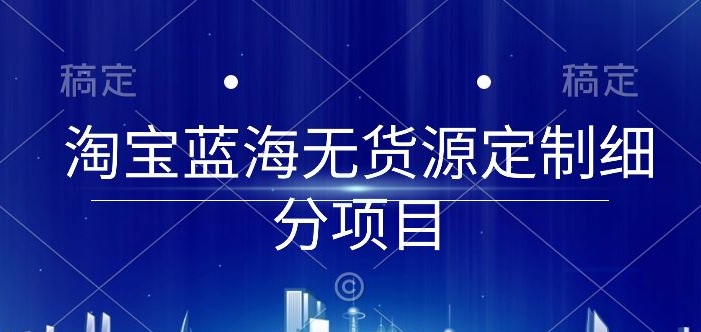 淘宝蓝海无货源定制细分项目，从0到起店实操全流程【揭秘】-大齐资源站