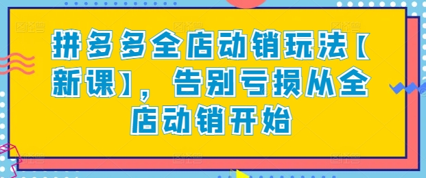 拼多多全店动销玩法【新课】，告别亏损从全店动销开始-大齐资源站