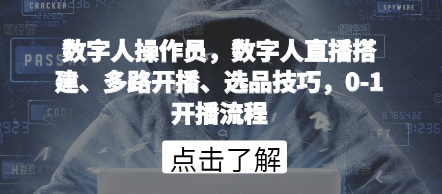 数字人操作员，数字人直播搭建、多路开播、选品技巧，0-1开播流程-大齐资源站