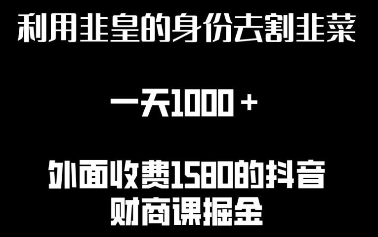 利用非皇的身份去割韭菜，一天1000+(附详细资源)【揭秘】-大齐资源站