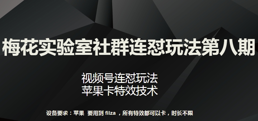 梅花实验室社群连怼玩法第八期，视频号连怼玩法 苹果卡特效技术【揭秘】-大齐资源站