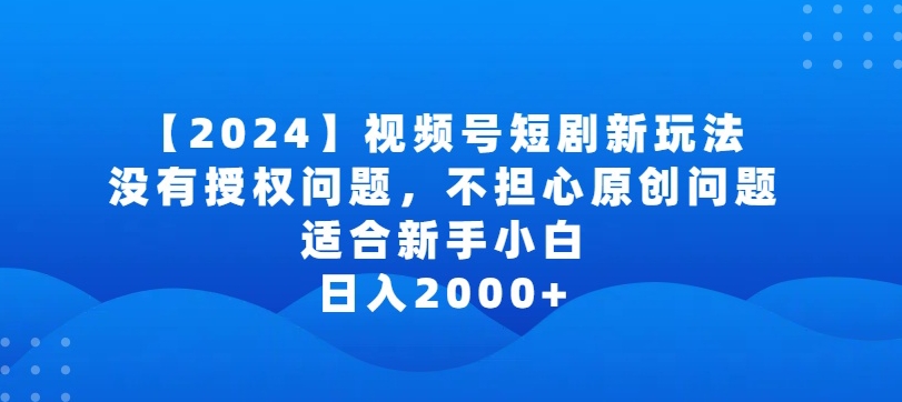 2024视频号短剧玩法，没有授权问题，不担心原创问题，适合新手小白，日入2000+【揭秘】-大齐资源站