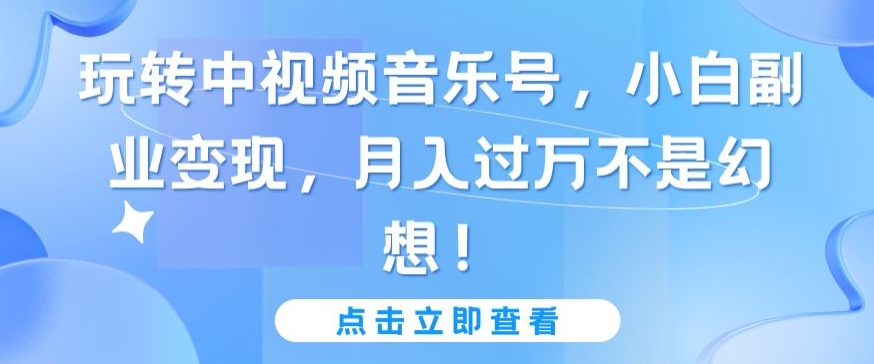 玩转中视频音乐号，小白副业变现，月入过万不是幻想【揭秘】-大齐资源站