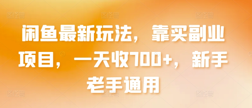 闲鱼最新玩法，靠买副业项目，一天收700+，新手老手通用【揭秘】-大齐资源站