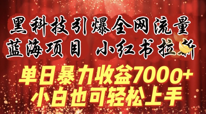 蓝海项目!黑科技引爆全网流量小红书拉新，单日暴力收益7000+，小白也能轻松上手【揭秘】-大齐资源站