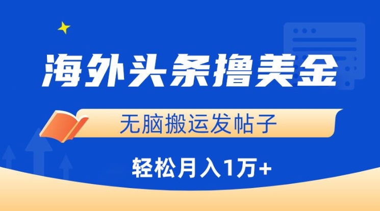 海外头条撸美金，无脑搬运发帖子，月入1万+，小白轻松掌握【揭秘】-大齐资源站