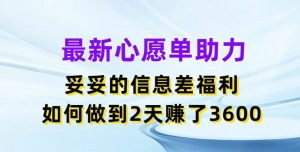 最新心愿单助力,妥妥的信息差福利,两天赚了3.6K【揭秘】-大齐资源站