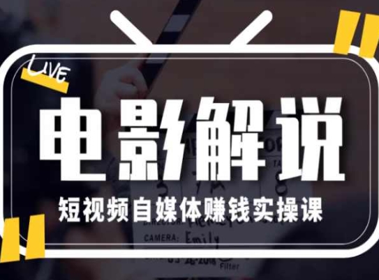 电影解说短视频自媒体赚钱实操课，教你做电影解说短视频，月赚1万-大齐资源站