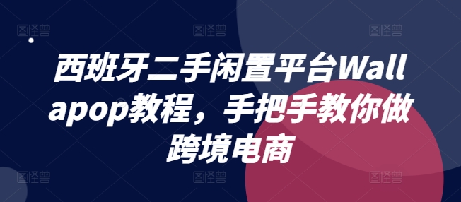 西班牙二手闲置平台Wallapop教程，手把手教你做跨境电商-大齐资源站