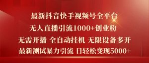 最新抖音快手视频号全平台无人直播引流1000+精准创业粉，日轻松变现5k+【揭秘】-大齐资源站