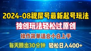 08月视频号最新起号玩法，独特方法过原创日入三位数轻轻松松【揭秘】-大齐资源站